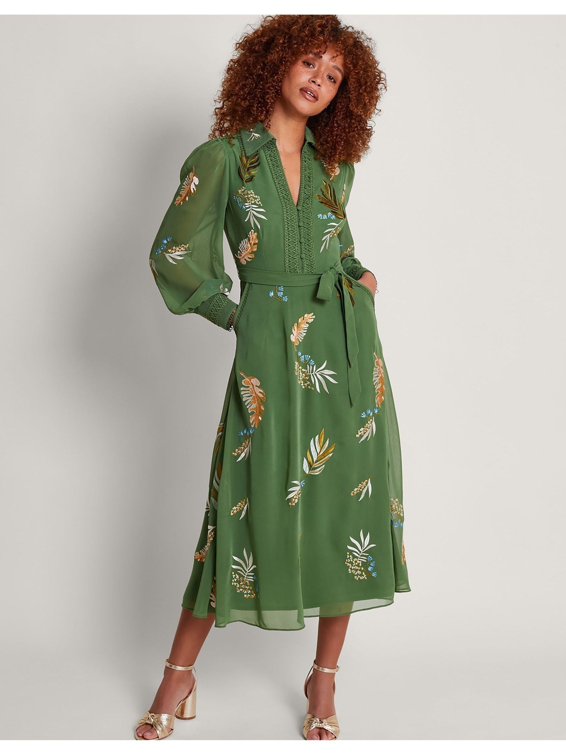 Buy Monsoon Green Erin Embroidered Shirt Dress from Next Luxembourg
