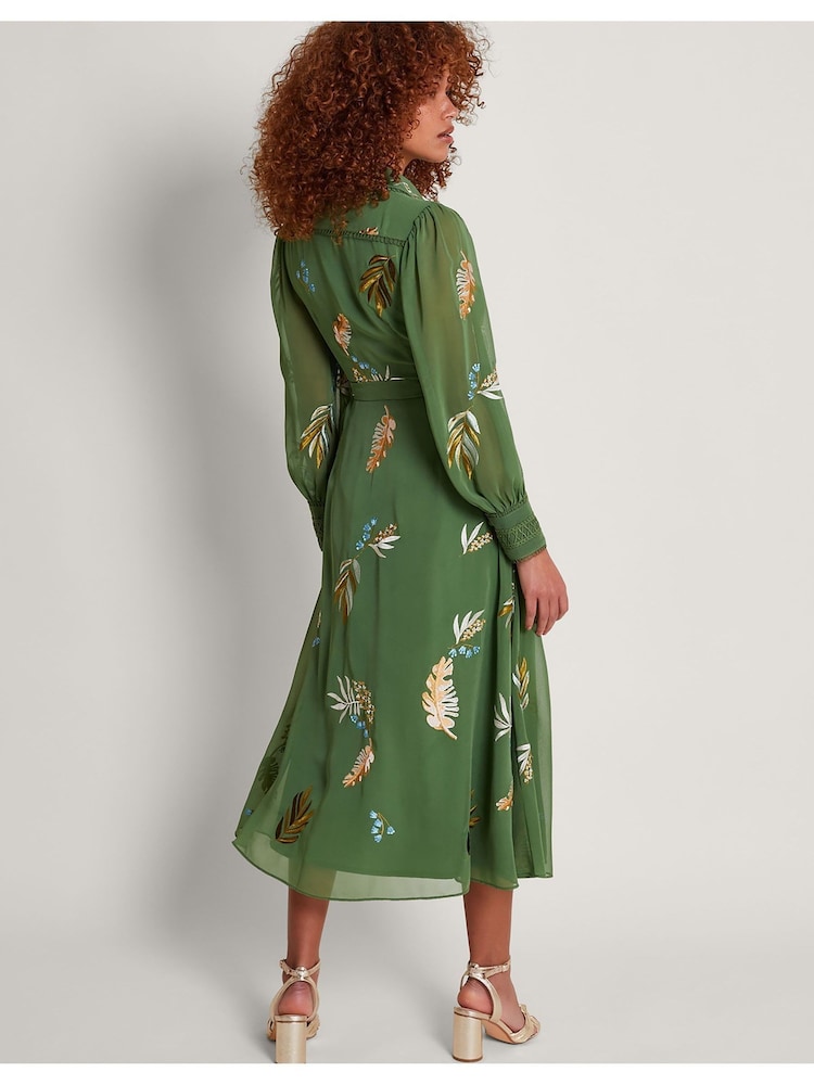 Monsoon Green Erin Embroidered Shirt Dress - Image 2 of 5
