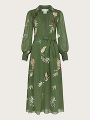 Monsoon Green Erin Embroidered Shirt Dress - Image 5 of 5