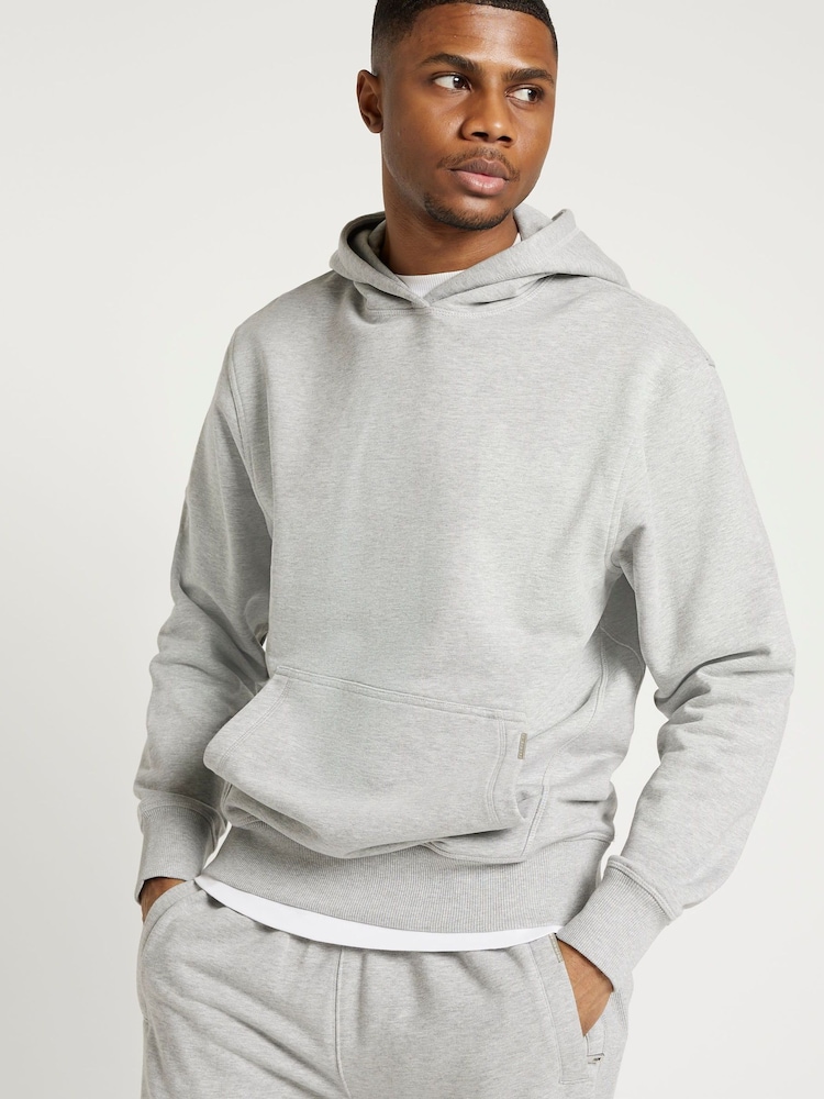 River Island Grey Regular Fit 100% Cotton Long Sleeve Hoodie - Image 1 of 2 River Island Grey Regular Fit 100% Cotton Long Sleeve Hoodie - Image 1 of 2