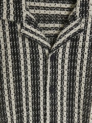 River Island Black Regular Fit Mono Stripe Crochet Revere 100% Cotton Shirt - Image 4 of 4