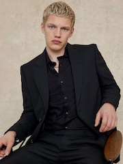 Черный, зауженный крой - River Island Stretch Suit Jacket - Image 3 of 3