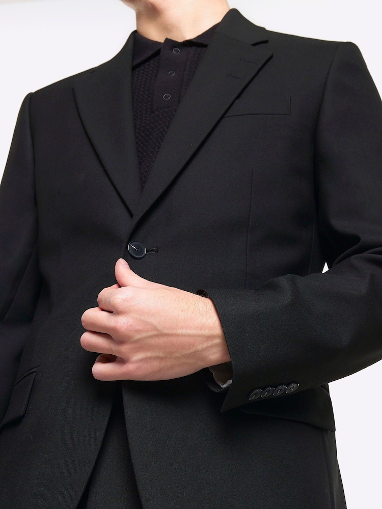 Черный, зауженный крой - River Island Stretch Suit Jacket - Image 3 of 3