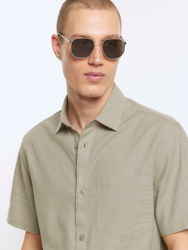 River Island Green 100% Cotton Shirt - Image 3 of 3
