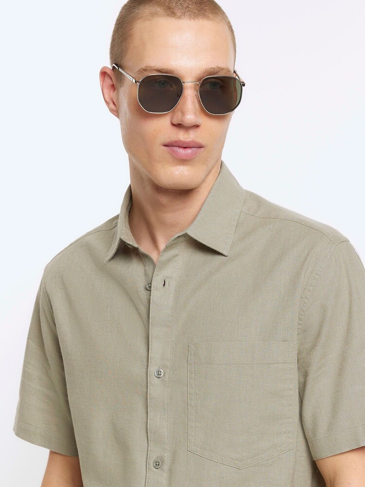 River Island Green 100% Cotton Shirt - Image 3 of 3 River Island Green 100% Cotton Shirt - Image 3 of 3