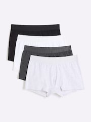 River Island Grey Blue 100% Cotton Boxers 4 Pack - Image 1 of 4