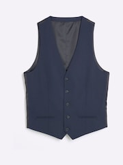 River Island Blue Plain Suit Waistcoat - Image 4 of 6