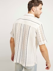 River Island Regular Fit Stripe Crochet Revere 100% Cotton Shirt - Изображение 1 из 1