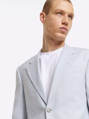 River Island Blue Slim Single Breasted Linen Suit - Image 4 of 4
