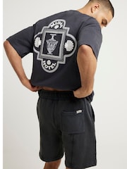 River Island Black Oversized Grand Hotel 100% Cotton T-Shirt - Image 1 of 5