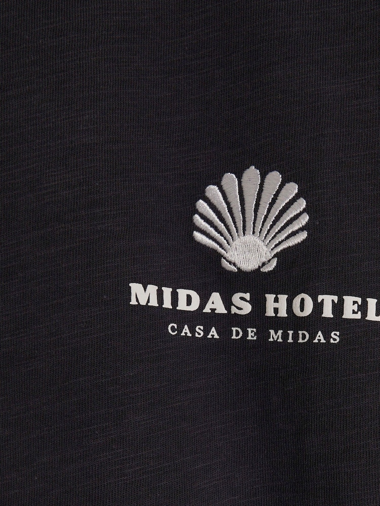 River Island Black Oversized Grand Hotel 100% Cotton T-Shirt - Image 5 of 5