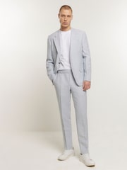 River Island Blue Slim Linen Suit: Trousers - Image 1 of 3