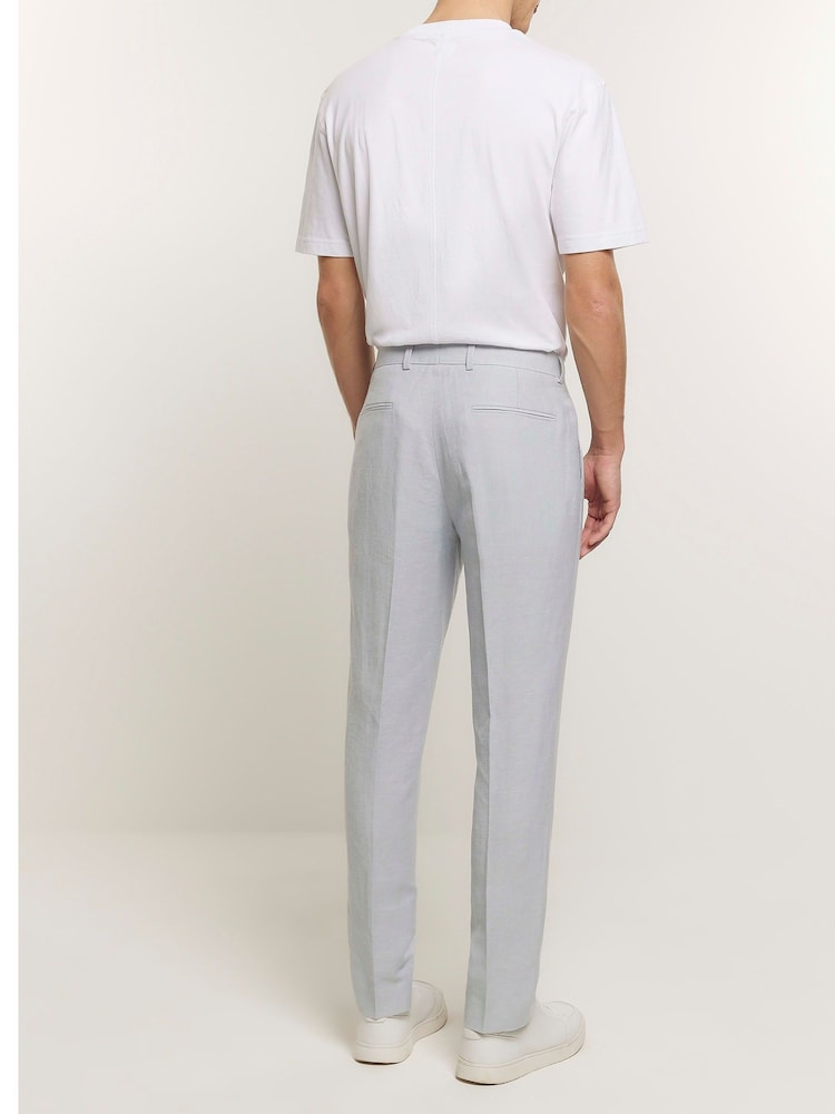 River Island Blue Slim Linen Suit: Trousers - Image 2 of 3