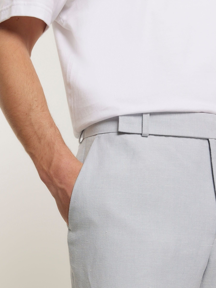 River Island Blue Slim Linen Suit: Trousers - Image 3 of 3