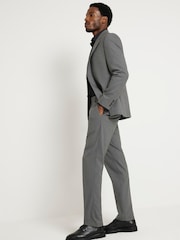 River Island Grey Chrome Slim Fit Plain Suit Jacket - Image 1 of 4