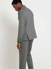 River Island Grey Chrome Slim Fit Plain Suit Jacket - Image 2 of 4