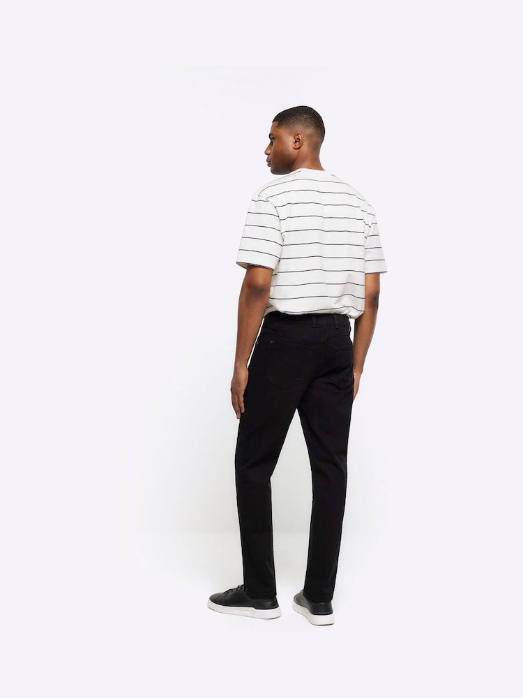 River Island Black Tapered Fit 100% Cotton Jeans - Image 2 of 4 River Island Black Tapered Fit 100% Cotton Jeans - Image 2 of 4