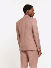 River Island Pink Single Breasted Texture Slim Fit Suit Jacket - Image 2 of 4
