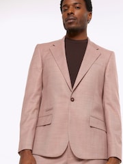 River Island Pink Single Breasted Texture Slim Fit Suit Jacket - Image 3 of 4