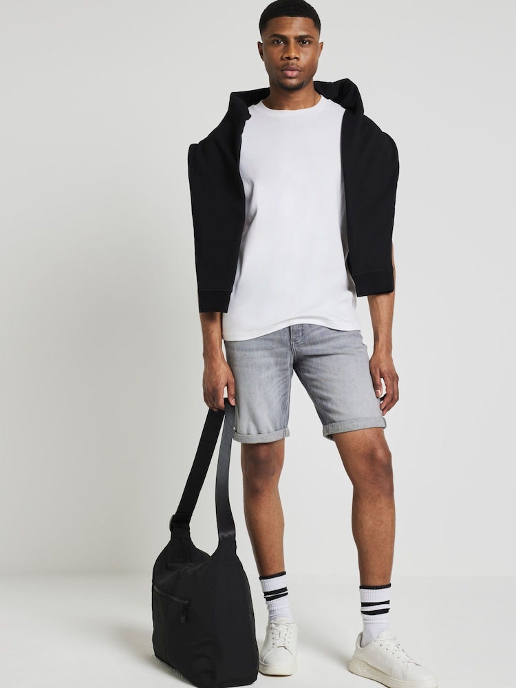 River Island Grey Slim Denim Shorts - Image 1 of 4