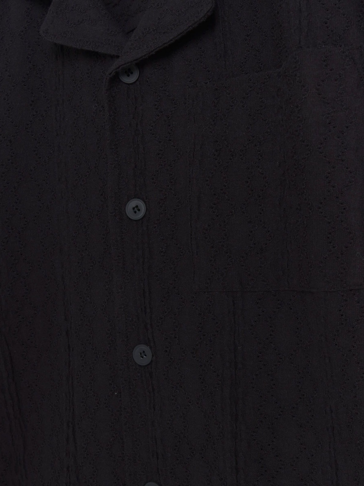 River Island Blue Crochet Lace Revere 100% Cotton Shirt - Image 4 of 4