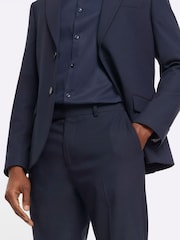 River Island Dark Blue Slim Fit Plain Suit Jacket - Image 3 of 4