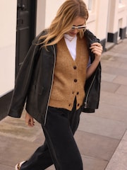 Camel Button Front Knitted Waistcoat - Image 3 of 8