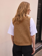 Camel Button Front Knitted Waistcoat - Image 5 of 8