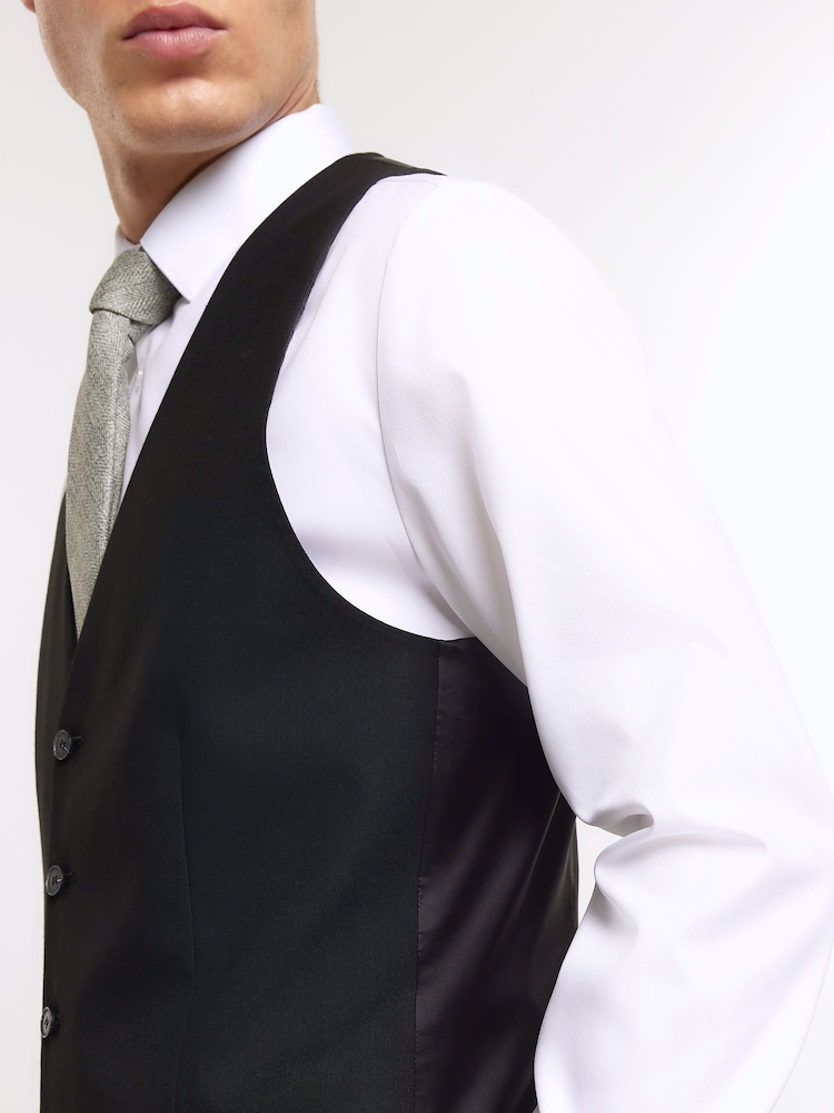 River Island Plain Slim Fit Suit Waistcoat - Image 3 of 4