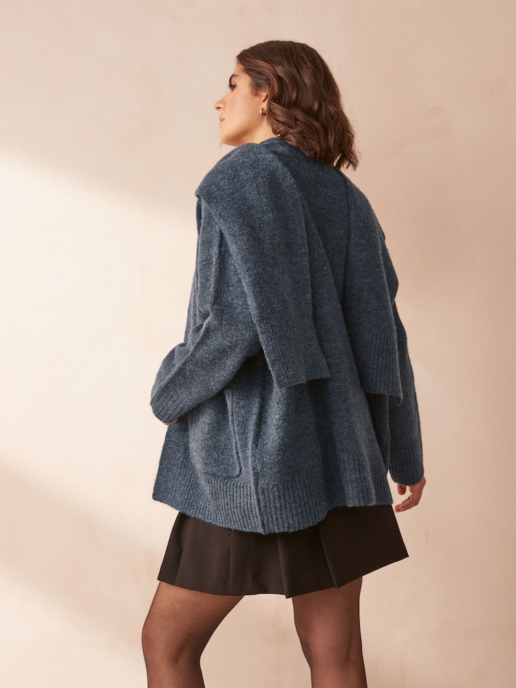 Navy Scarf Cardigan - Image 3 of 10