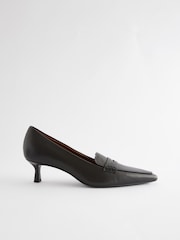 Black Forever Comfort® Leather Point Kitten Loafer Heels - Image 4 of 7