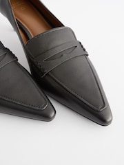 Black Forever Comfort® Leather Point Kitten Loafer Heels - Image 7 of 7