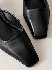 črna - Premium Forever Comfort® Usnje Square Toe Kitten Mules - Slika 4 iz 5