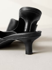 črna - Premium Forever Comfort® Usnje Square Toe Kitten Mules - Slika 5 iz 5