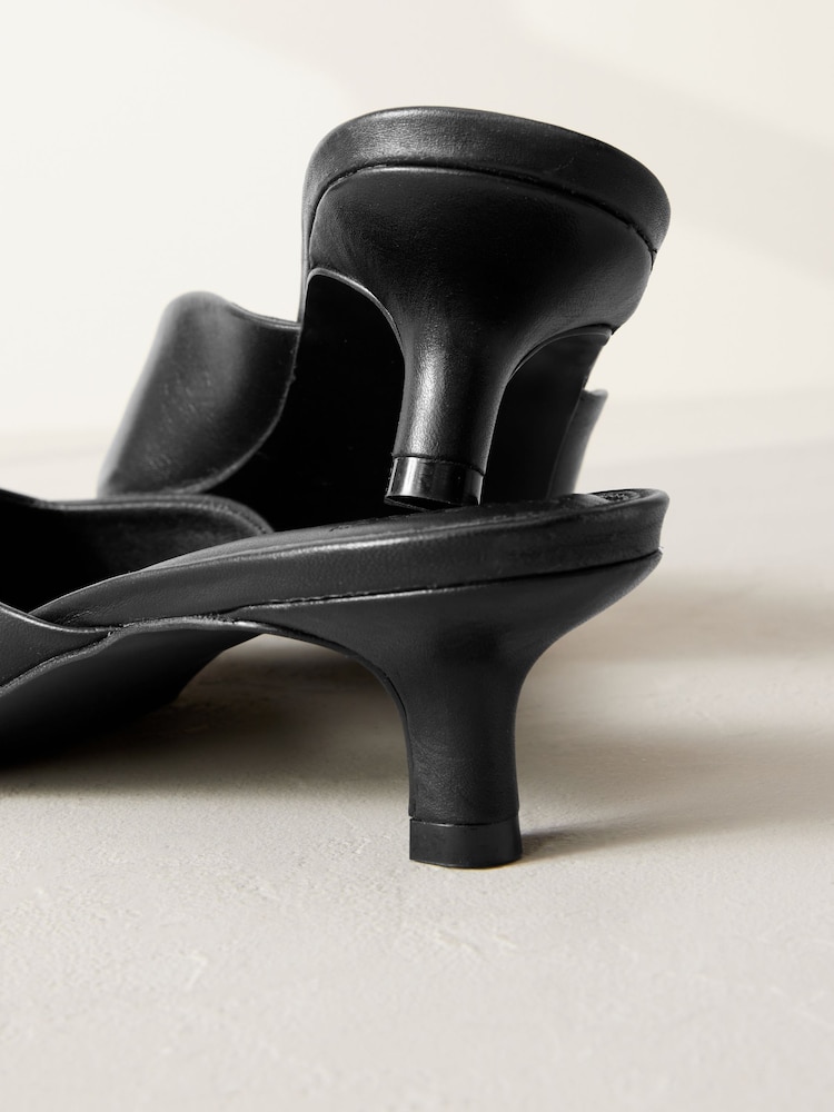 črna - Premium Forever Comfort® Usnje Square Toe Kitten Mules - Slika 5 iz 5 črna - Premium Forever Comfort® Usnje Square Toe Kitten Mules - Slika 5 iz 5