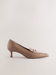 Neutral Forever Comfort® Leather Point Kitten Loafer Heels - Image 2 of 5