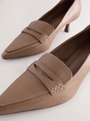 Neutral Forever Comfort® Leather Point Kitten Loafer Heels - Image 3 of 5