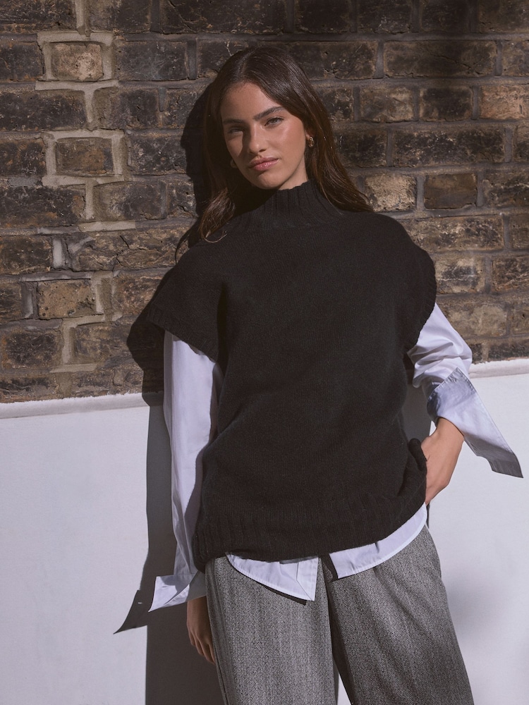 Black Wool Cashmere Knitted Tank - Image 1 of 9