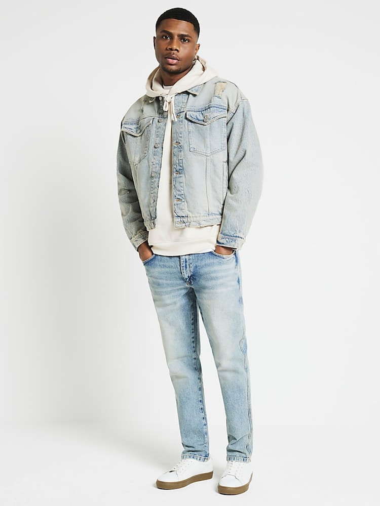 River Island Blue Tapered Fit Jeans - Image 2 of 7