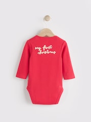 Red Baby 'My First Christmas' 100% Cotton Bodysuit - Image 2 of 7