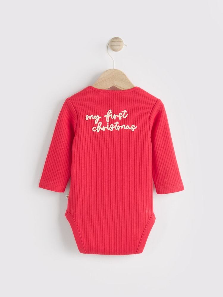 Red Baby 'My First Christmas' 100% Cotton Bodysuit - Image 2 of 7