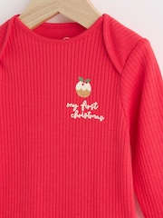 Red Baby 'My First Christmas' 100% Cotton Bodysuit - Image 3 of 7