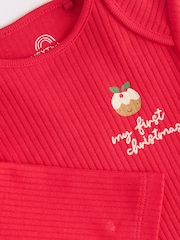 Red Baby 'My First Christmas' 100% Cotton Bodysuit - Image 4 of 7