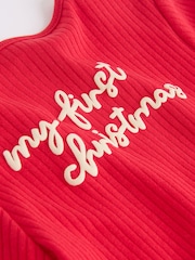 Red Baby 'My First Christmas' 100% Cotton Bodysuit - Image 6 of 7