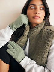 Khaki Green Fleece Gloves - Image 1 of 5