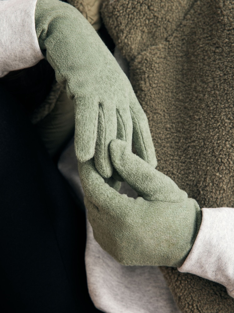 Khaki Green Fleece Gloves - Image 2 of 5