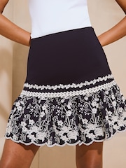 Lipsy Navy Frill Mini Skirt - Image 4 of 4