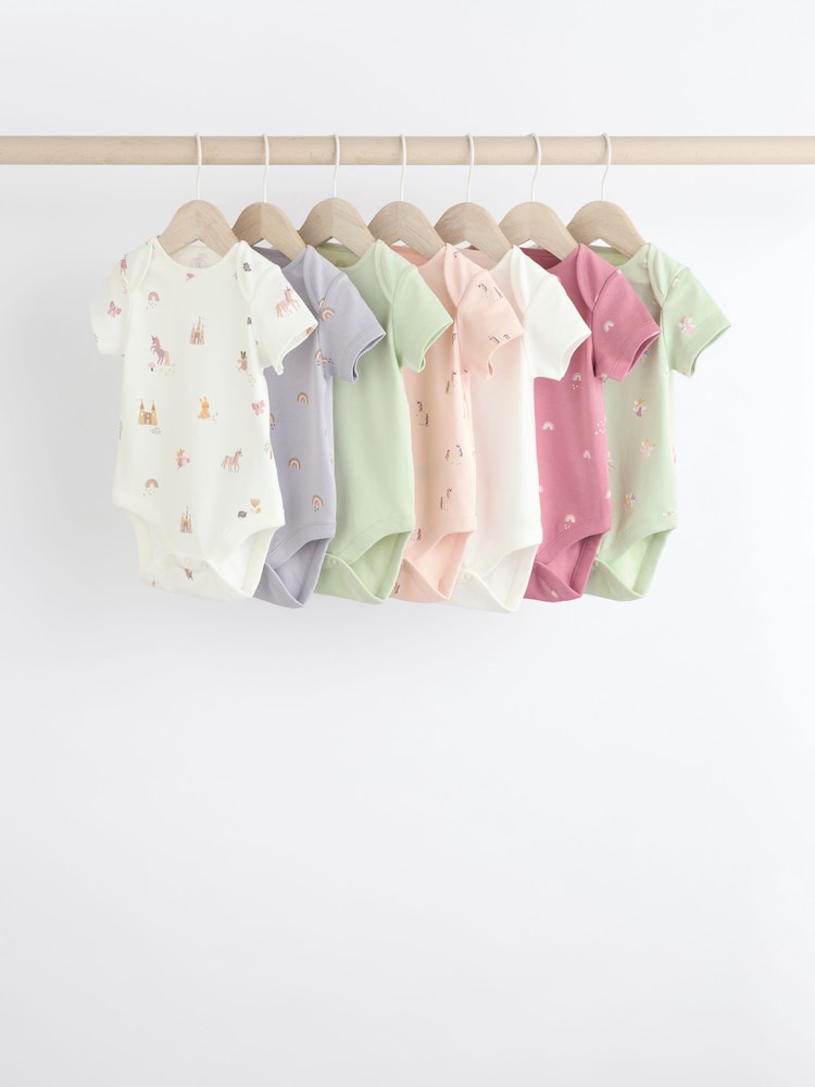 Mehrfarbig - Pastellfarbener Kurzarm-Bodysuit aus 100 % Baumwolle im 7 er-Pack - Bild 1 von 14 Mehrfarbig - Pastellfarbener Kurzarm-Bodysuit aus 100 % Baumwolle im 7 er-Pack - Bild 1 von 14
