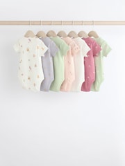 Multi 7 Pack Pastel Short Sleeve 100% Cotton Bodysuit 7 Pack - Image 9 of 14