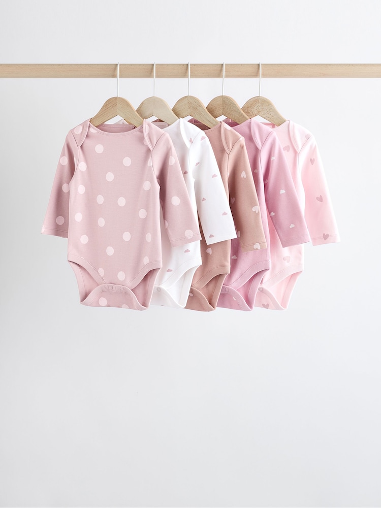 Pink - Baby-Bodys aus 100 % Baumwolle im 5er-Pack - Bild 1 von 13 Pink - Baby-Bodys aus 100 % Baumwolle im 5er-Pack - Bild 1 von 13
